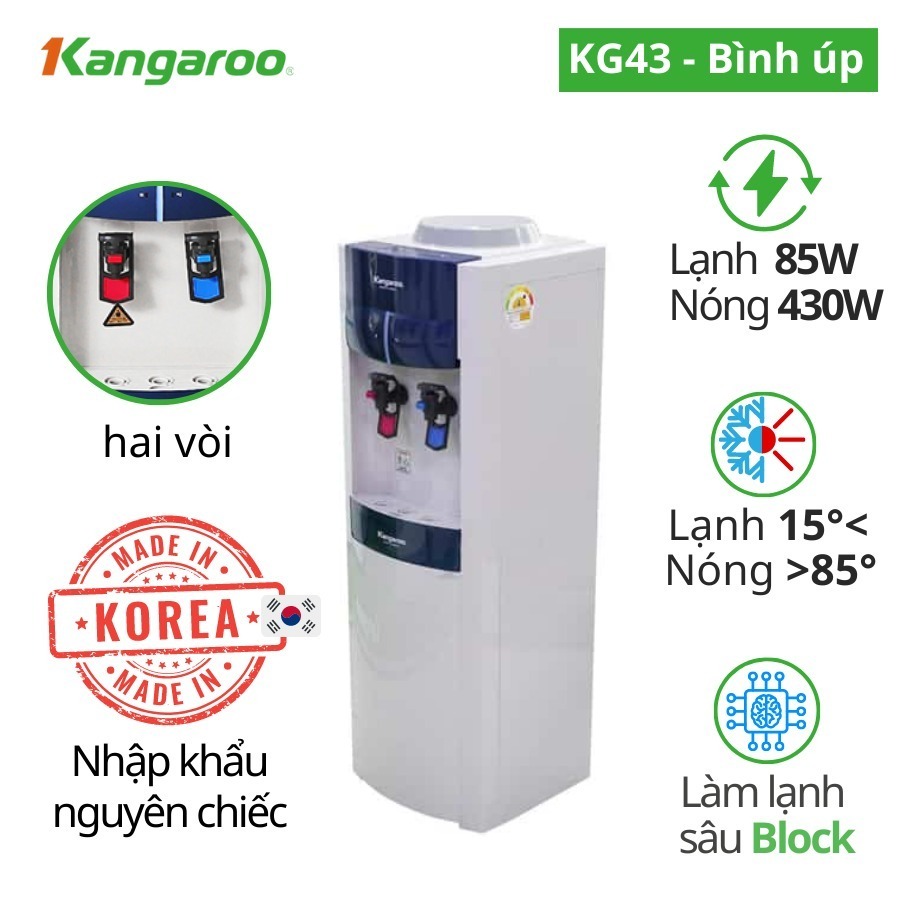 Tìm hiểu chi tiết cây nước nóng lạnh Kangaroo úp bình KG43 giải pháp nước uống nóng lạnh tiện lợi