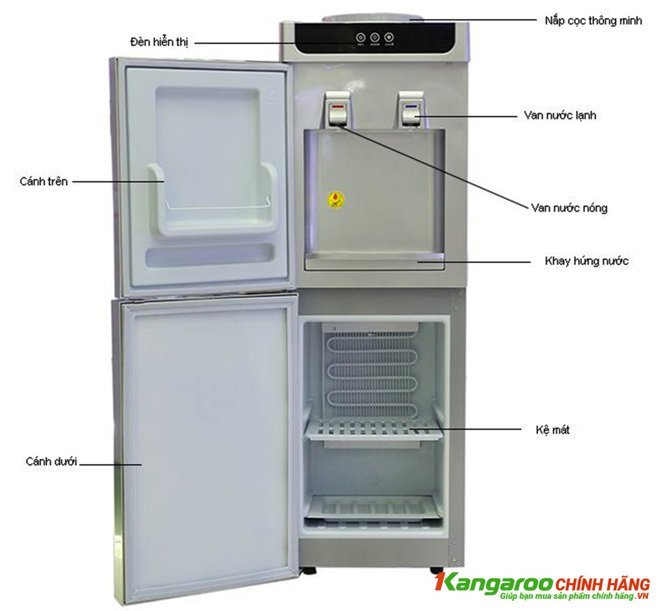 Khám phá những tiện ích bất ngờ ở cây nước nóng lạnh Kangaroo úp bình KG3340