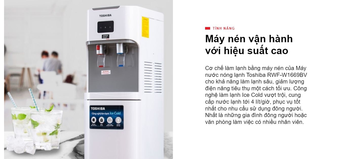 Cây nước nóng lạnh Toshiba hút bình RWF-W1669BV(W1) thiết kế sang trọng, công nghệ ưu việt cho cuộc sống hiện đại