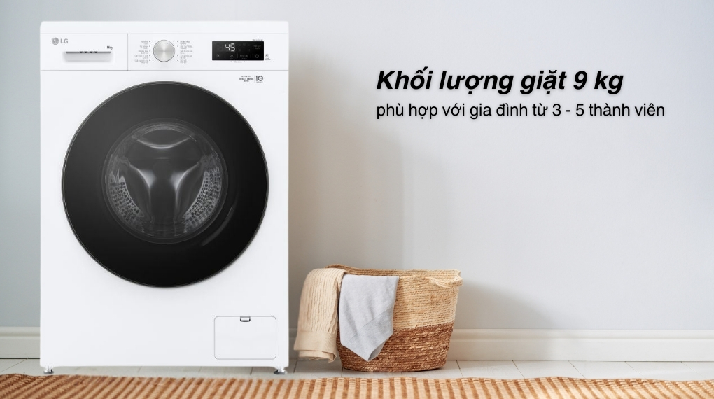 Máy giặt LG cửa ngang 9kg FB1209S5W trợ lý đáng tin cậy cho gia đình 3–5 người
