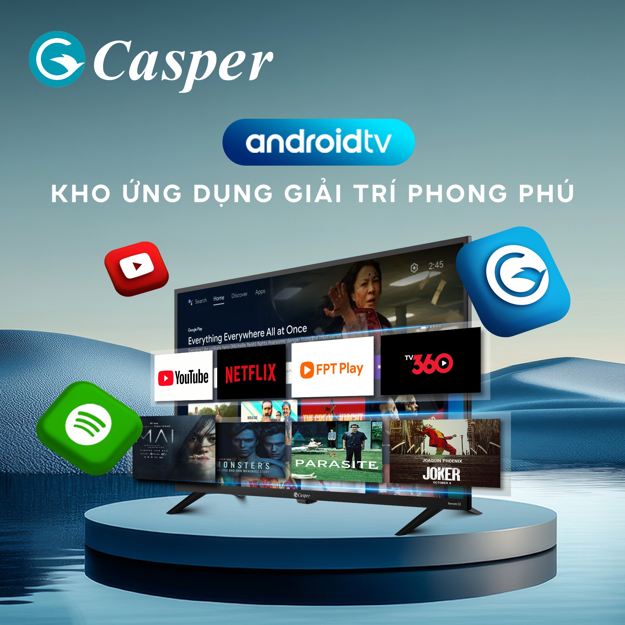 Tivi Casper 32 inch E32HAC110, trải nghiệm mượt mà với kho ứng dụng phong phú