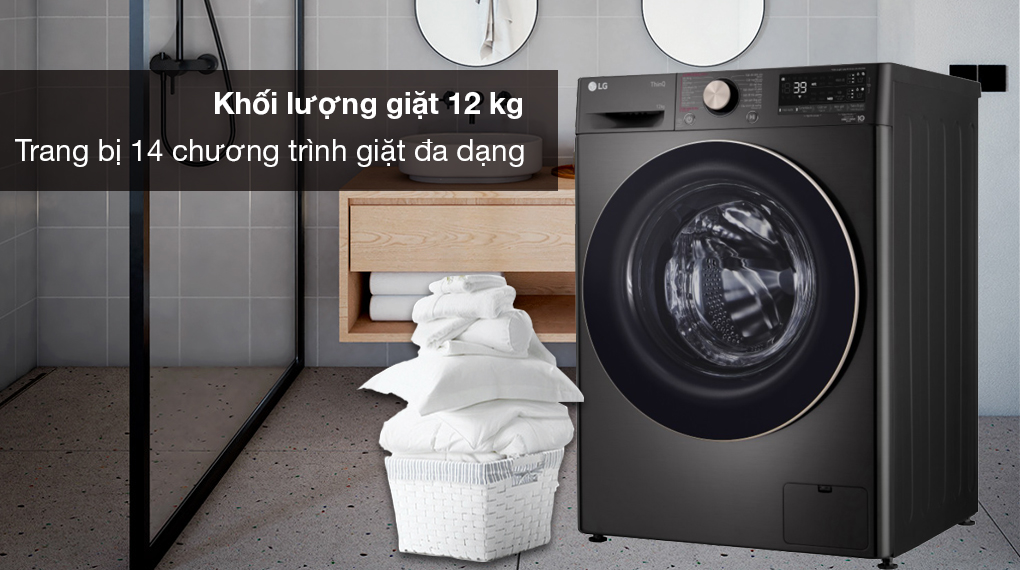 Tiết kiệm – êm ái – bền bỉ với máy giặt LG cửa ngang 12kg FV1412S3B