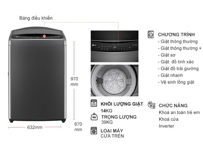 Giải pháp hoàn hảo cho gia đình đông thành viên với máy giặt LG 12kg cửa trên T2512VBTB