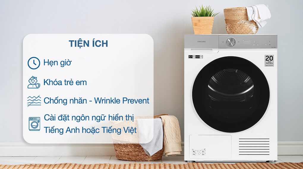 Máy sấy quần áo Samsung bơm nhiệt DV90BB9440GHSV lựa chọn tối ưu cho gia đình hiện đại