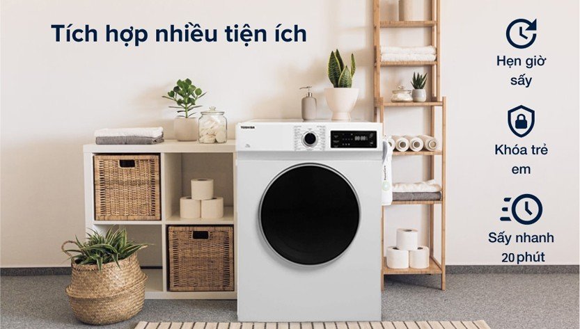 Trải nghiệm những đặc điểm thú vị có tỏng máy sấy quần áo Toshiba thông hơi TD-H80SEV(WK)