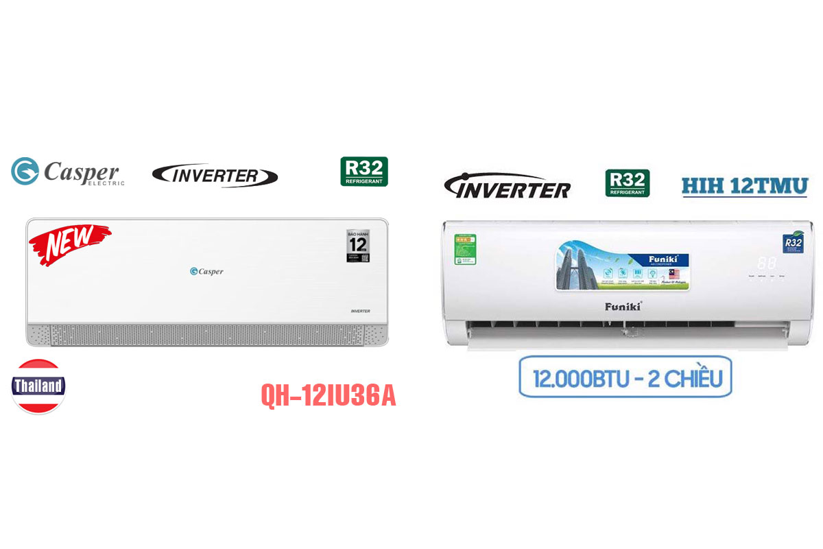 So sánh điều hòa Casper QH-12IU36A và Funiki HIH12TMU, nên mua điều hòa 2 chiều nào?
