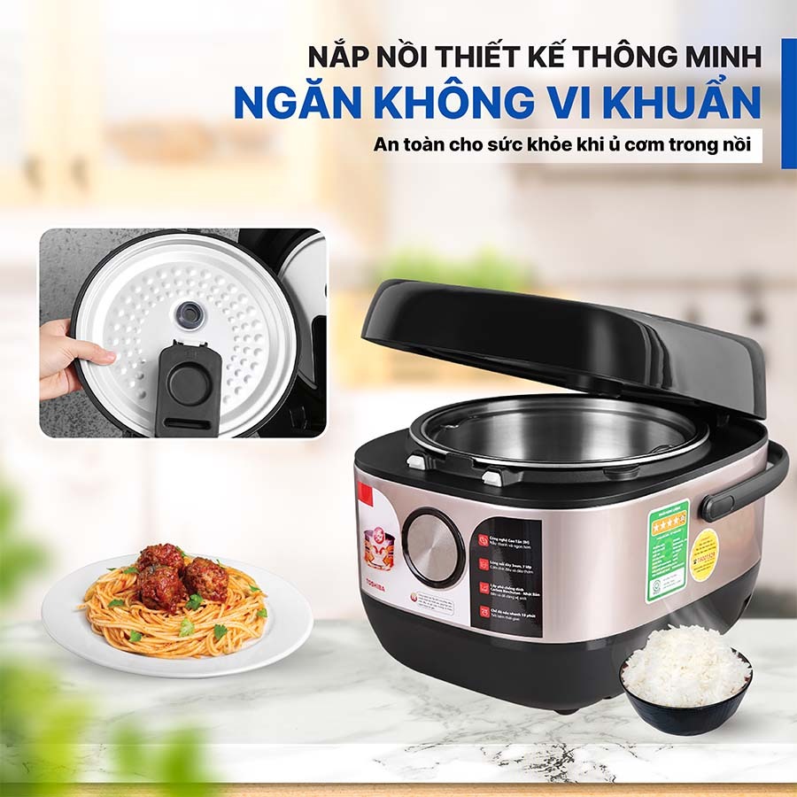 Nồi cơm điện Toshiba RC-18IX1PV 1.8 Lít nấu nướng tiện ích và cơm ngon chuẩn vị mỗi ngày