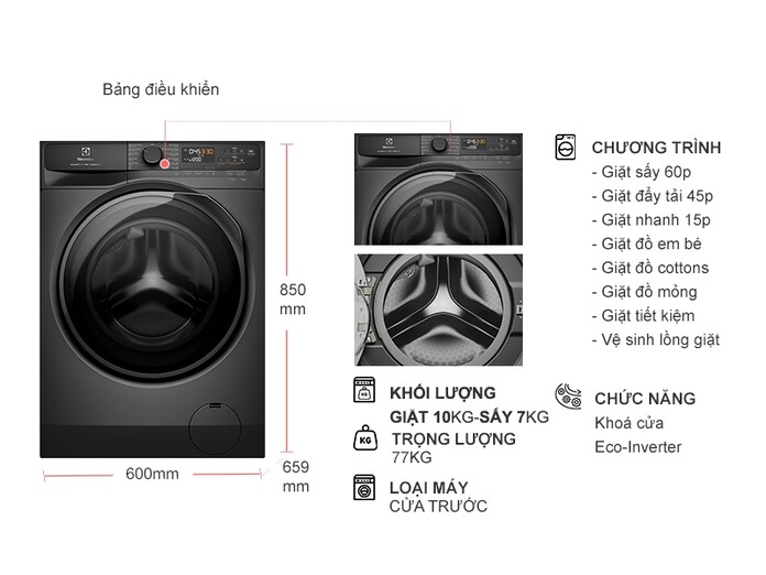 Giặt sấy 2 trong 1 với công nghệ dẫn đầu máy giặt sấy Electrolux 10kg EWW1023P5SC
