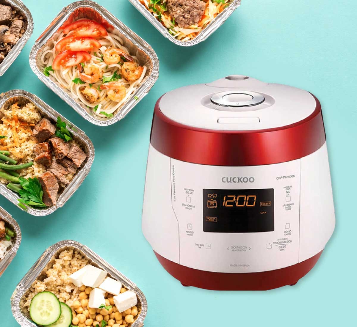 Nồi cơm áp suất điện tử Cuckoo CRP-PK1000S 1.8 Lít Đỏ - Trắng trợ thủ nấu ăn đa năng cho gia đình hiện đại