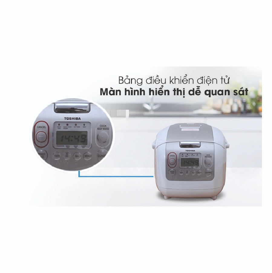 Nồi cơm điện tử Toshiba RC-10NMFVN(WT) 1 Lít thiết kế hiện đại, đa chức năng
