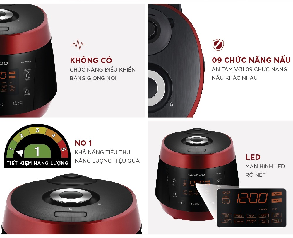 Nồi cơm áp suất điện tử Cuckoo CRP-PK0600F 1.08 Lít nấu bữa cơm ngon, dưỡng chất trọn vẹn