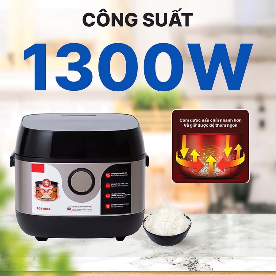Nồi cơm điện Toshiba RC-18IX1PV 1.8 Lít lựa chọn hoàn hảo cho mọi bữa cơm gia đình việt