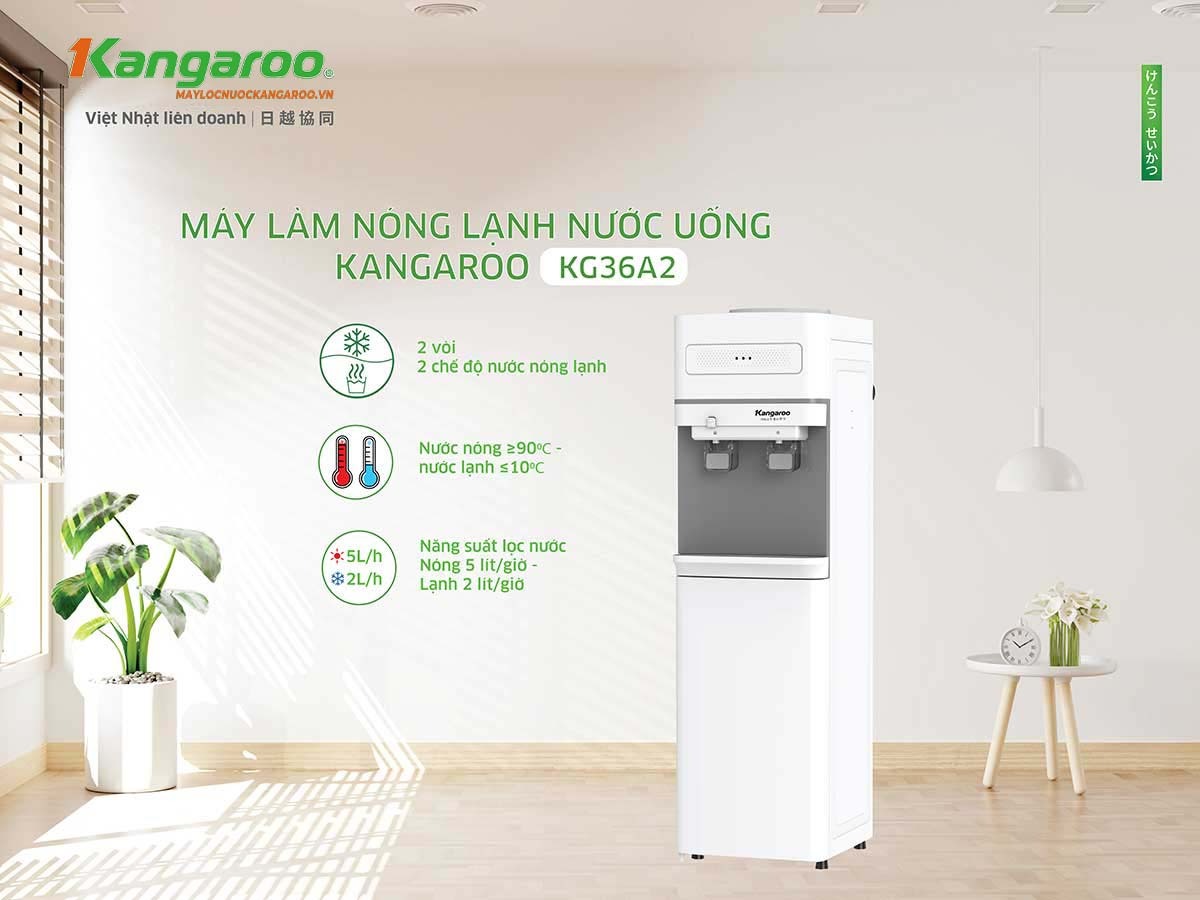 Công nghệ hiện đại trong từng giọt nước với cây nước nóng lạnh Kangaroo úp bình KG36A2