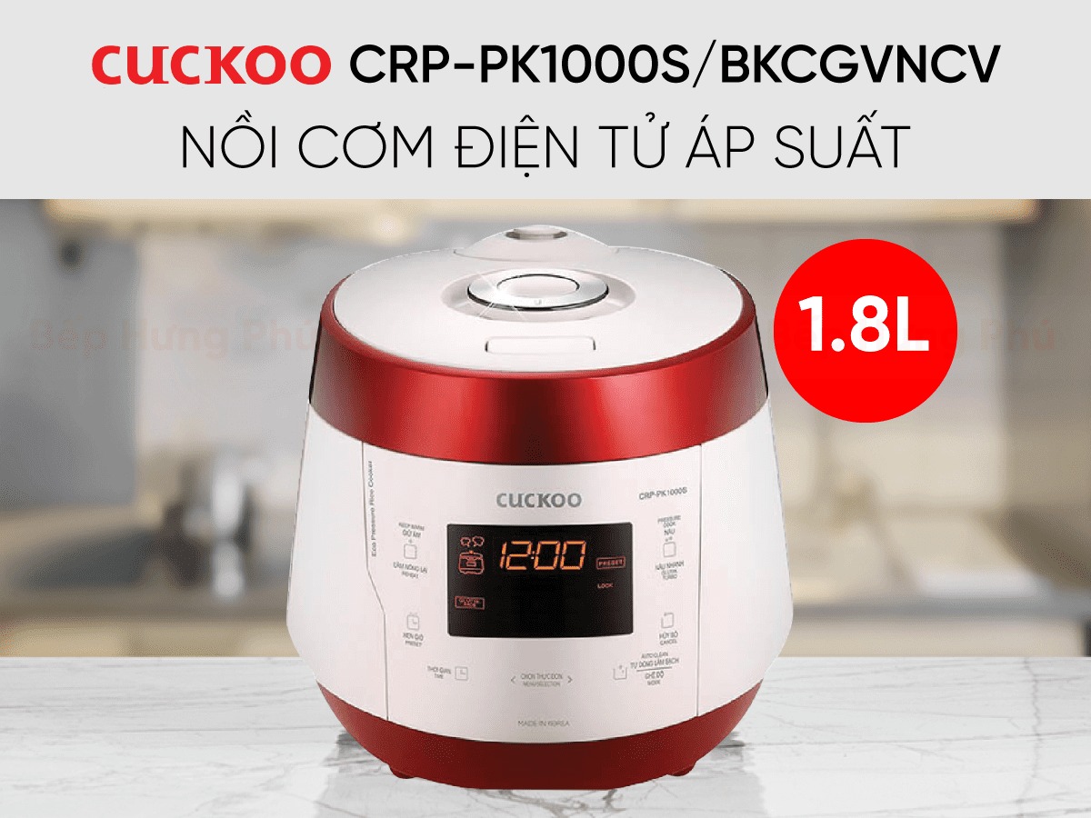 Nồi cơm áp suất điện tử Cuckoo CRP-PK1000S 1.8 Lít Đỏ - Trắng trợ thủ nấu ăn đa năng cho gia đình hiện đại