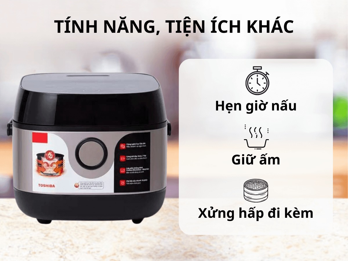 Nồi cơm điện Toshiba RC-18IX1PV 1.8 Lít nấu nướng tiện ích và cơm ngon chuẩn vị mỗi ngày