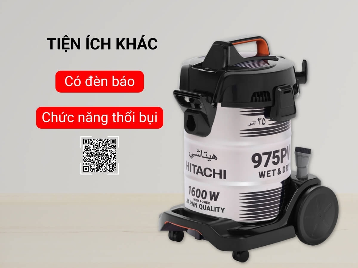 Máy hút bụi công nghiệp Hitachi CV-975PW sức mạnh làm sạch đỉnh cao cho mọi không gian lớn