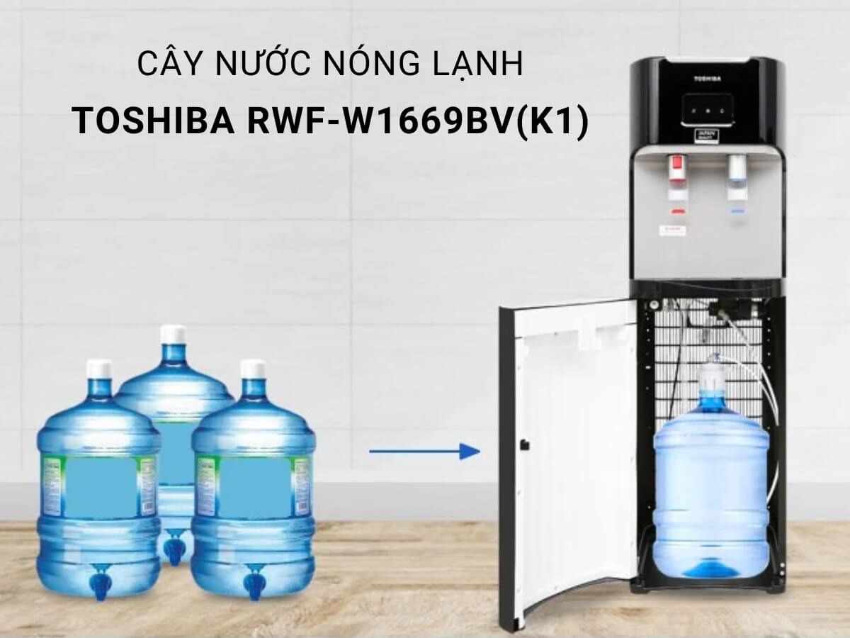 Tiện nghi mỗi ngày với cây nước nóng lạnh Toshiba hút bình RWF-W1669BV (K1)