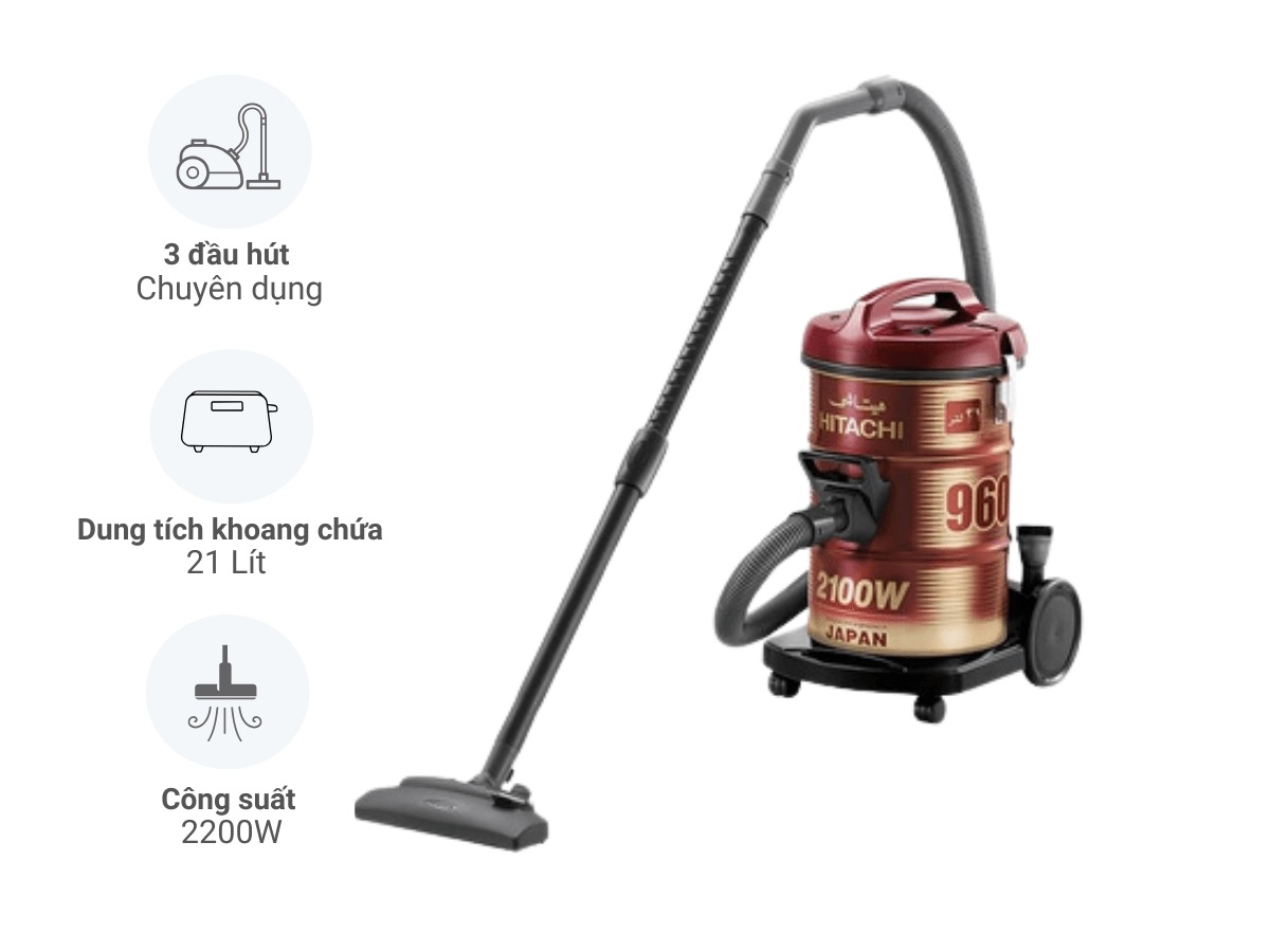 Máy hút bụi công nghiệp Hitachi CV-960F hiệu suất mạnh mẽ, làm sạch toàn diện