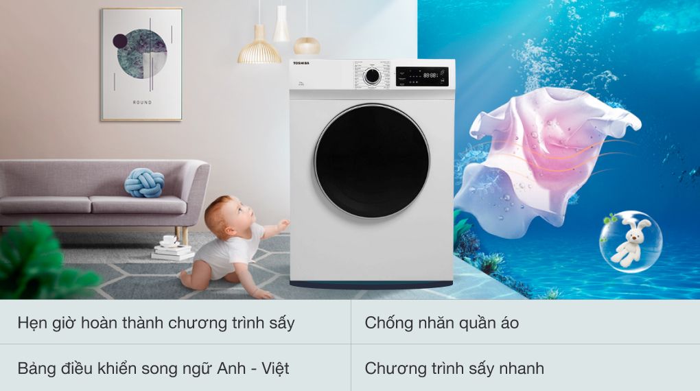 Những lý do bạn nên lựa chọn máy sấy quần áo Toshiba 7kg TD-H80SEV(WK)