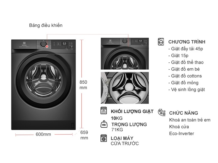 Tìm hiểu ưu nhược điểm trên máy giặt Electrolux 10kg EWF1024D3SC