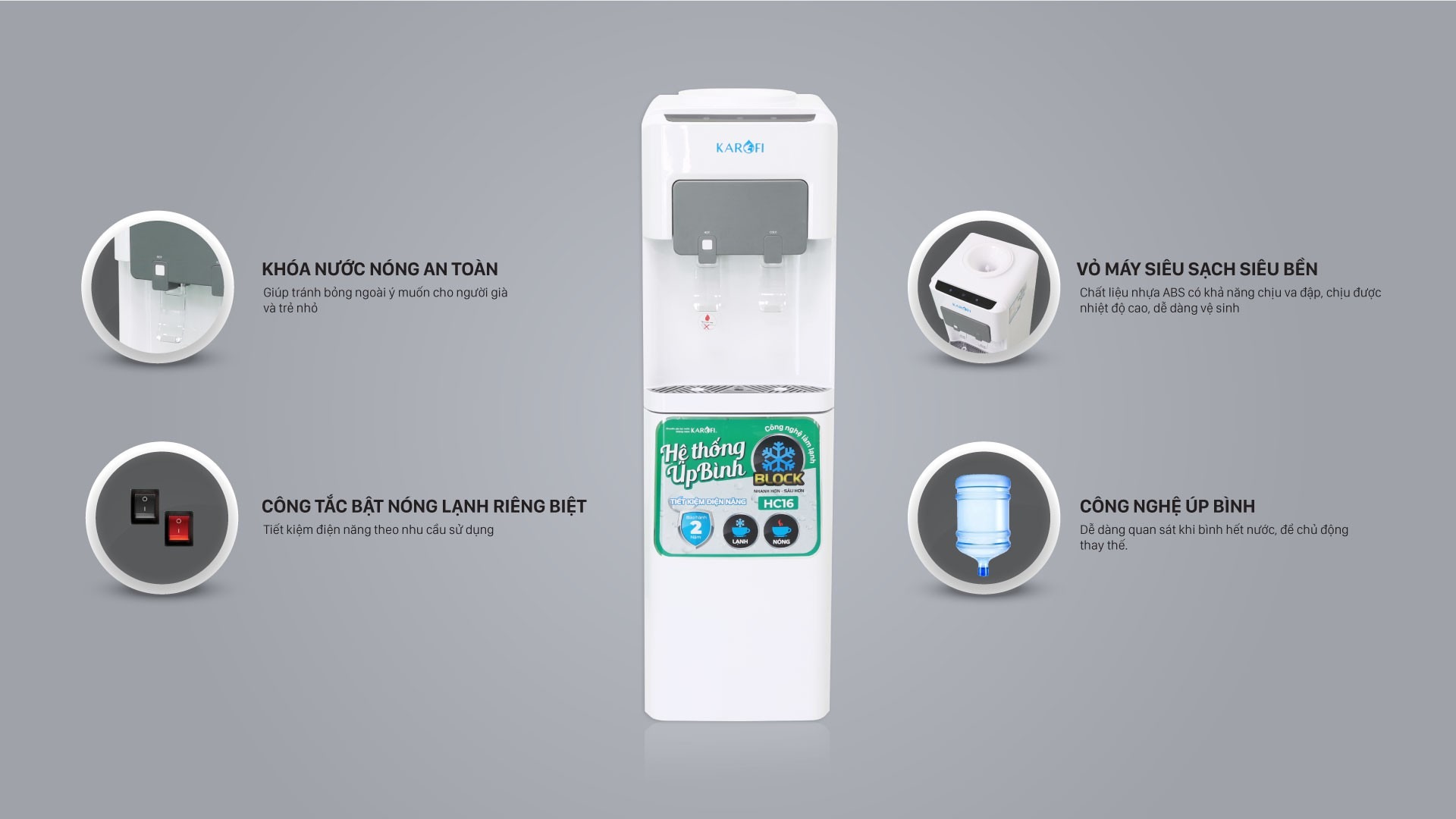 Cây nước nóng lạnh Karofi HC16 ứng dụng công nghệ tối ưu cho cuộc sống thông minh