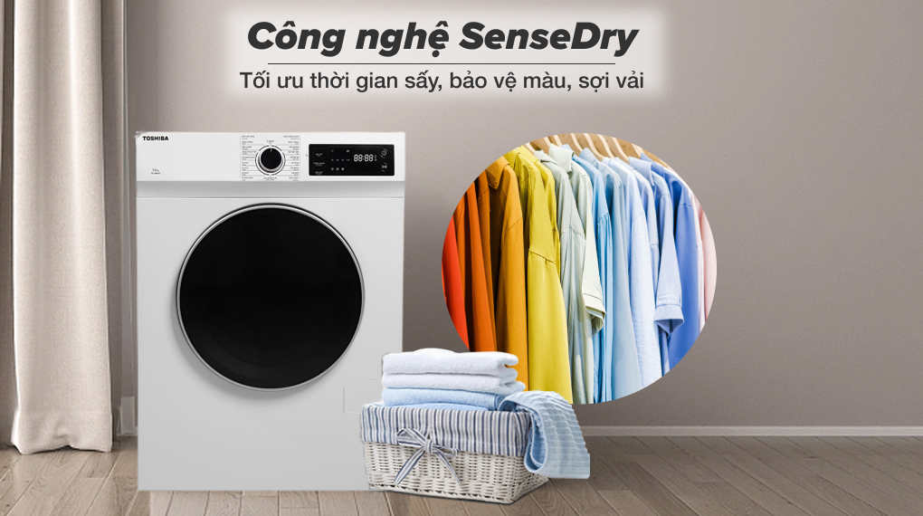 Máy sấy quần áo Toshiba TD-H80SEV(WK) giải pháp sấy khô quần áo hiệu quả 