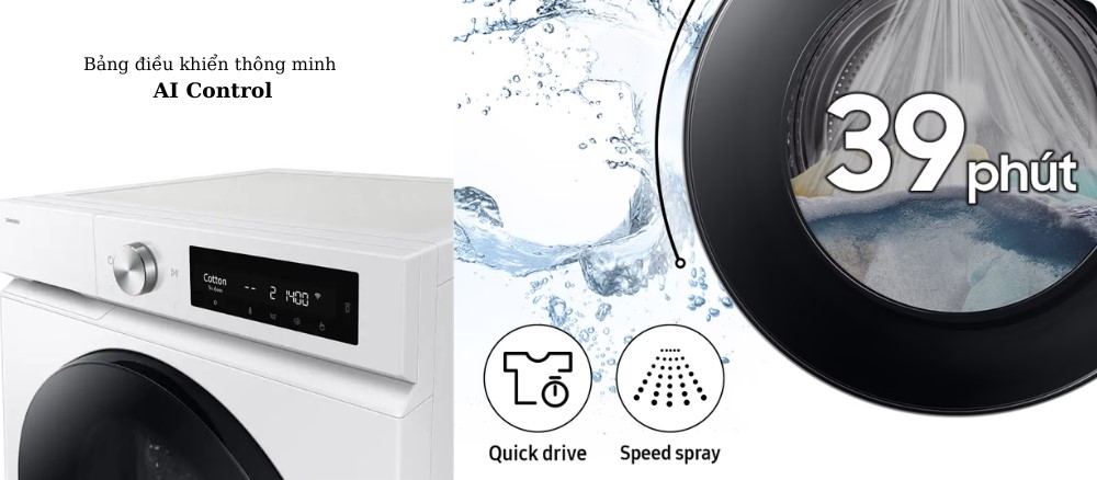6 tính năng ấn tượng trên máy giặt Samsung 10kg WW10DB7U34GWSV đáng đồng tiền bát gạo