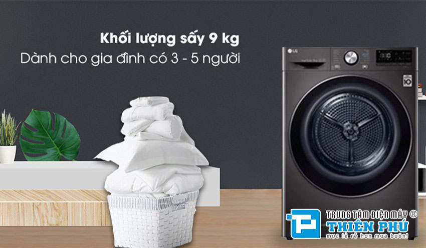 Máy sấy quần áo LG bơm nhiệt DVHP09B bảo vệ quần áo, tiết kiệm điện năng tối ưu
