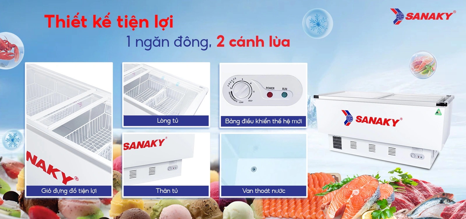5 ưu điểm vượt trội của tủ đông Sanaky VH-999K 1 ngăn đông 860 lít