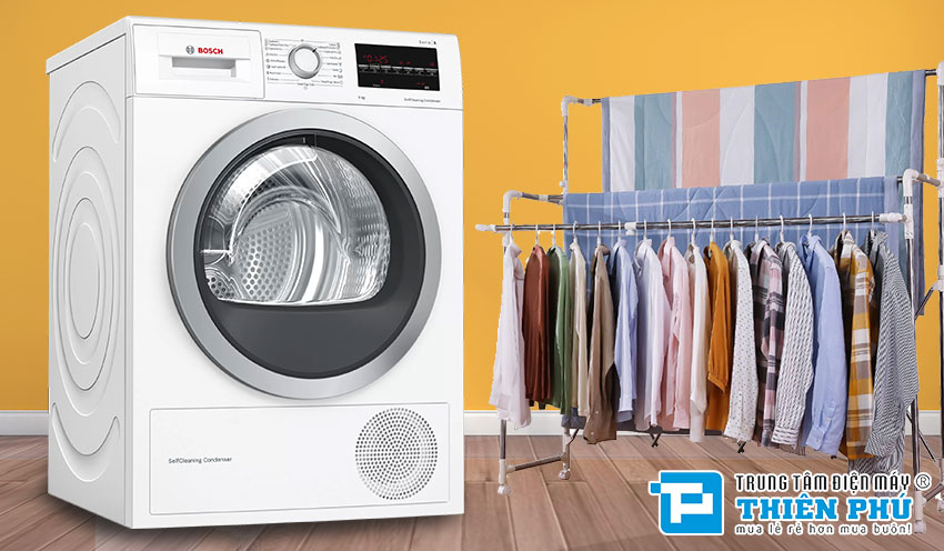 Máy sấy quần áo Bosch 9kg WTW85400SG Series 6 hiệu suất sấy khô vượt trội bảo vệ quần áo tối ưu