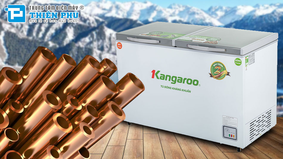 Tủ Đông Kangaroo 2 Ngăn 2 Cánh 327 Lít Dàn Đồng KG498KX2