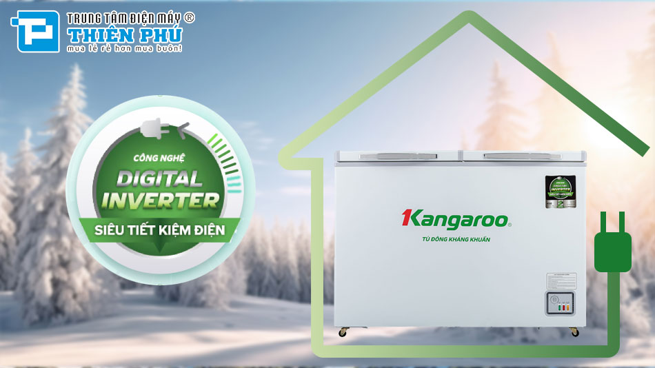 Tủ Đông Kangaroo Inverter 1 Ngăn 2 Cánh 286 Lít Dàn Đồng KGFZ399IC1