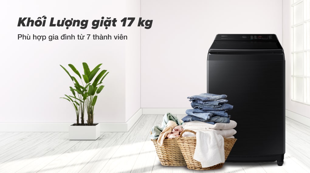 Ưu nhược điểm cần biết trên máy giặt Samsung giá rẻ 17kg WA17CG6886BVSV