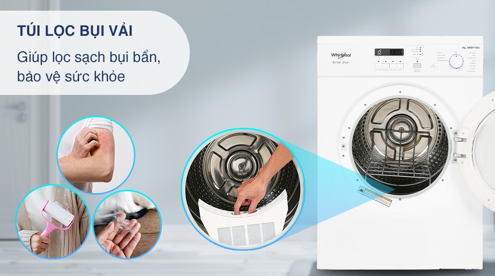 Máy sấy thông hơi Whirlpool AWD712S2 giải pháp sấy khô hoàn hảo cho mọi gia đình