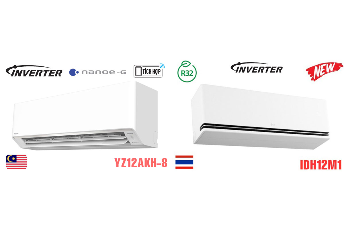 So sánh chi tiết giữa điều hòa Panasonic CS-YZ12AKH-8 và điều hòa LG IDH12M1