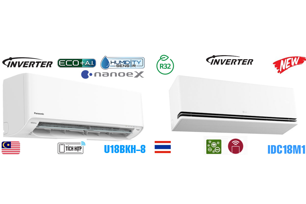 So sánh chất lượng điều hòa Panasonic CS-U18BKH-8 và LG IDC18M1 có gì khác biệt?