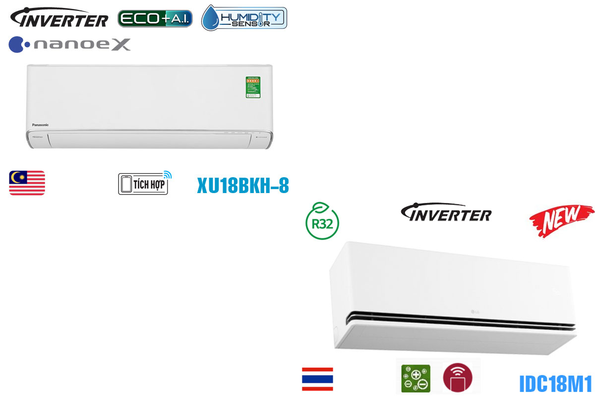 So sánh chất lượng giữa điều hòa Panasonic CS-XU18BKH-8 và LG IDC18M1