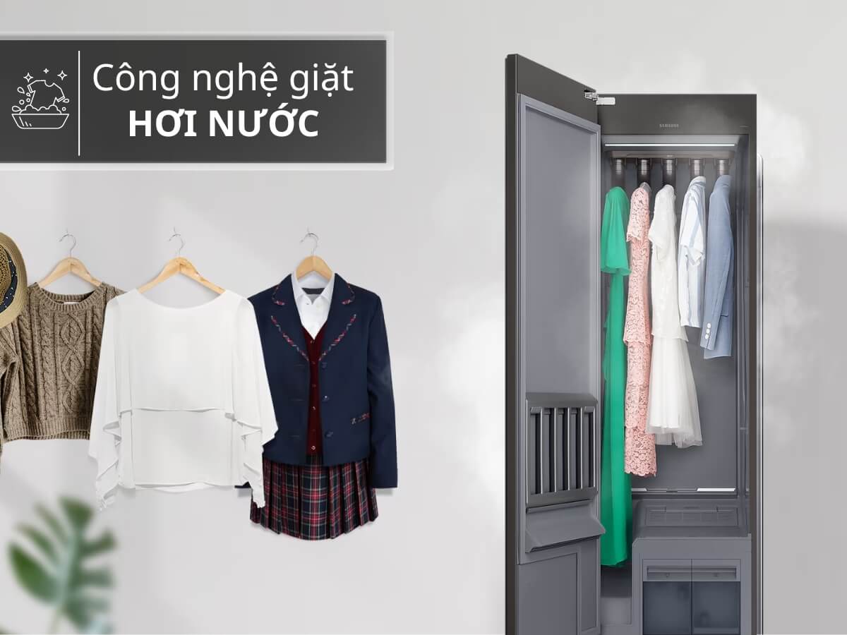 Tủ chăm sóc quần áo Samsung 5 móc DF24CB9900CRSV chăm sóc quần áo chuẩn spa