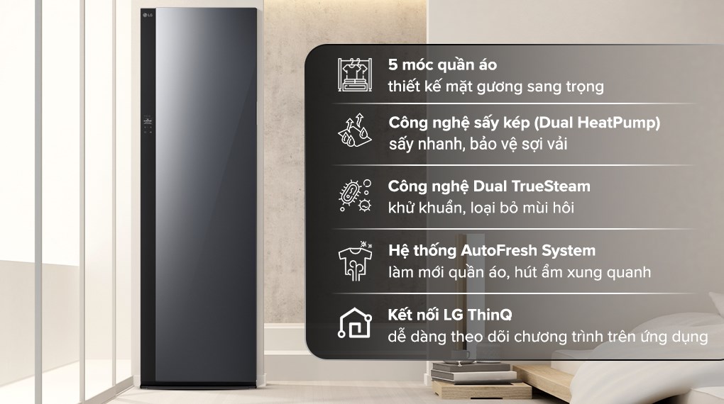 Tủ chăm sóc quần áo LG thông minh SC5GMR80H nâng cao chất lượng cuộc sống
