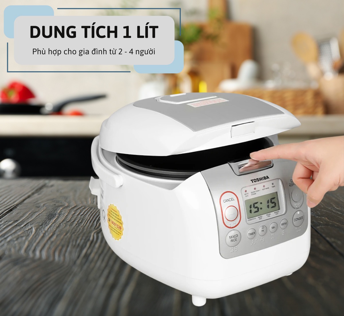 Nồi cơm điện tử Toshiba RC-10NMFVN(WT) 1L giải pháp cơm ngon chuẩn Nhật cho gia đình nhỏ