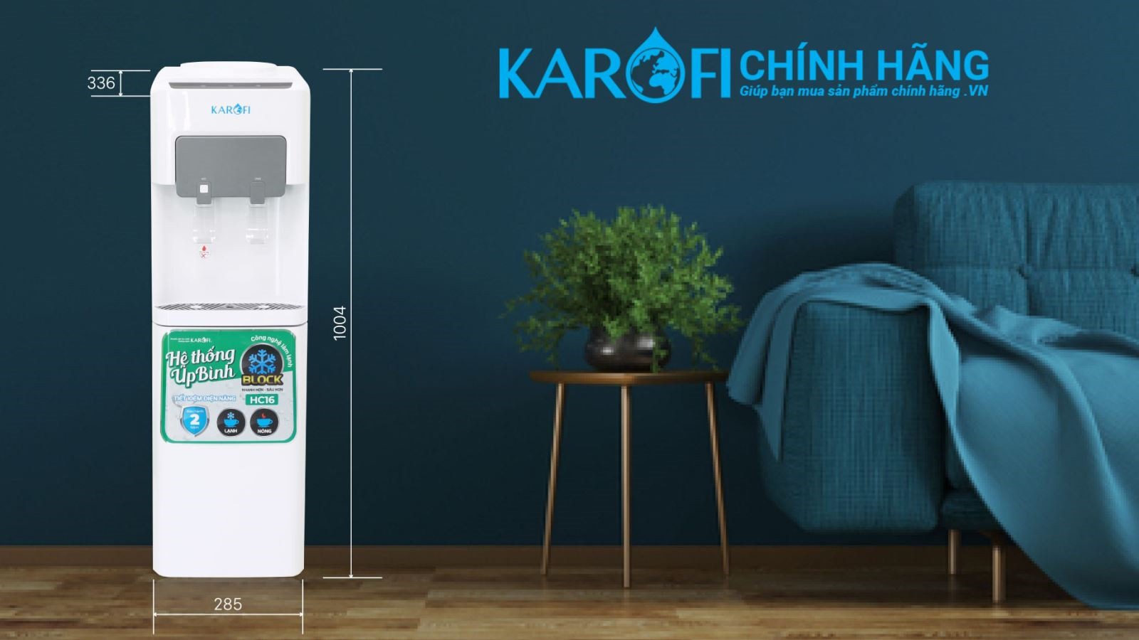 Cây nước nóng lạnh Karofi HC16 thiết kế sang trọng, công nghệ an toàn chuẩn quốc tế