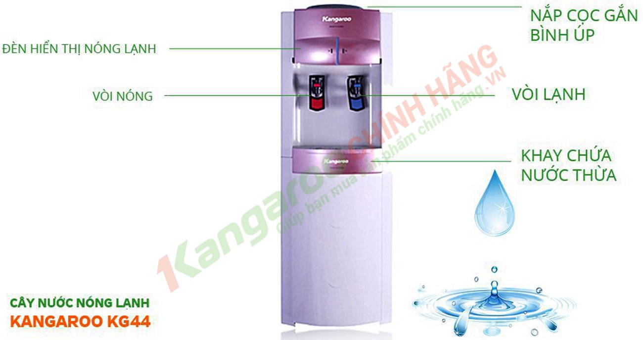 Cây nước nóng lạnh Kangaroo KG44 giải pháp nước uống tiện nghi, an toàn cho mọi nhà