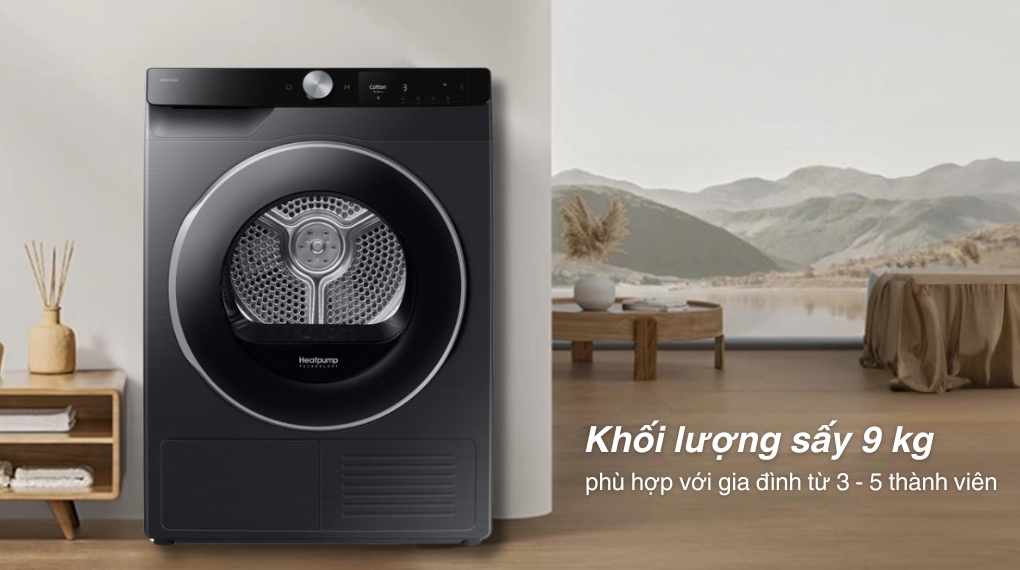 Sấy khô hoàn hảo bảo vệ quần áo với máy sấy quần áo Samsung 9kg DV90T6240LB/SV