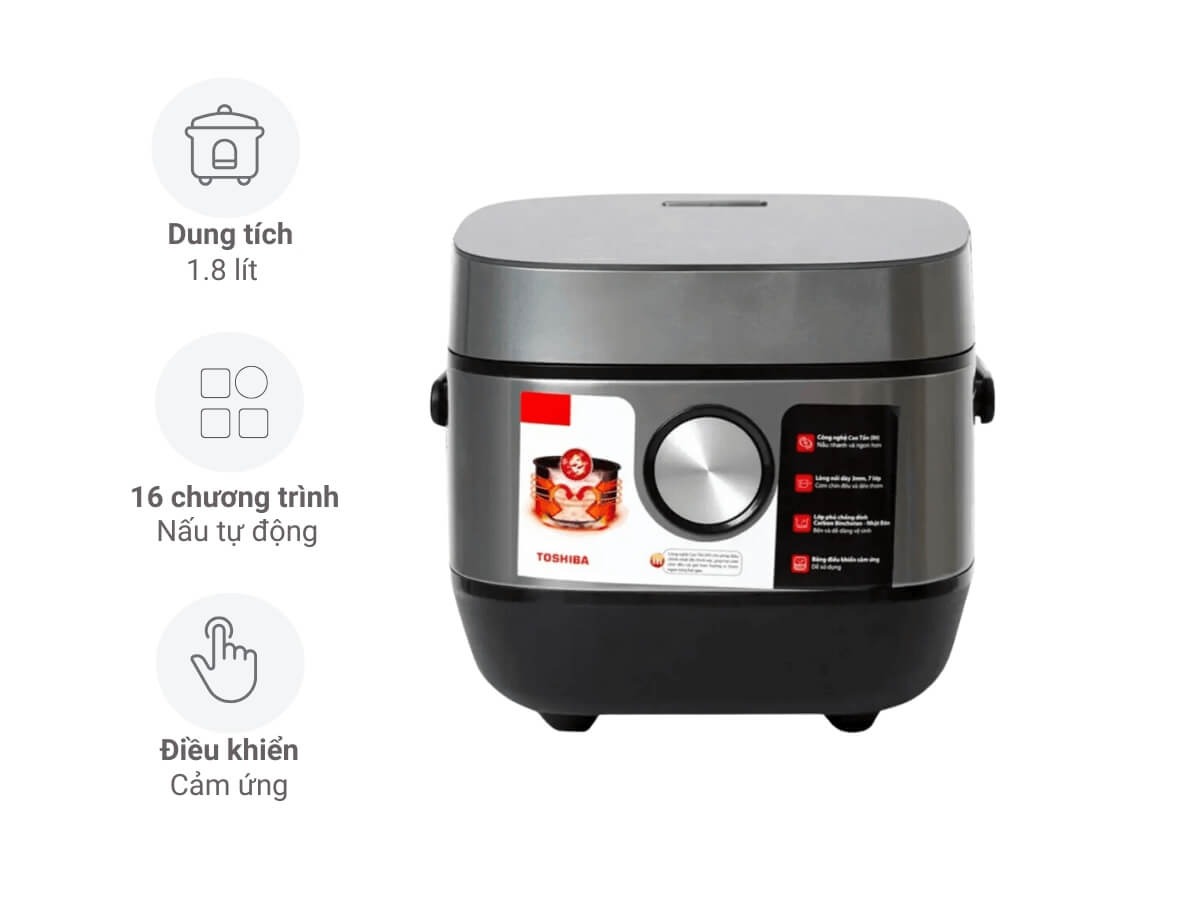 Nồi cơm điện Toshiba RC-18IP1PV 1.8 Lít lựa chọn hoàn hảo cho bữa cơm gia đình Việt