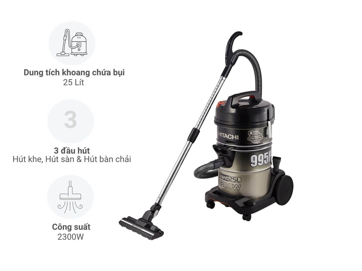 Tìm hiểu chi tiết máy hút bụi Hitachi CV-995HCA công suất mạnh mẽ, độ bền vượt trội