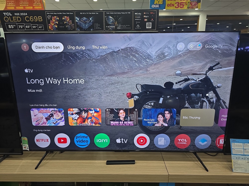 Xem phim đắm chìm trọn vẹn với google tivi TCL QLED 4K 65 inch 65C69B