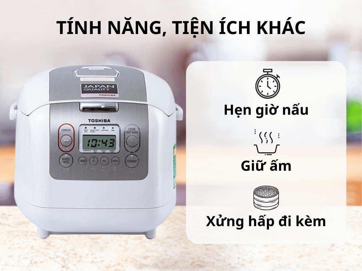 Nồi cơm điện tử Toshiba RC-10NMFVN(WT) 1L giải pháp cơm ngon chuẩn Nhật cho gia đình nhỏ