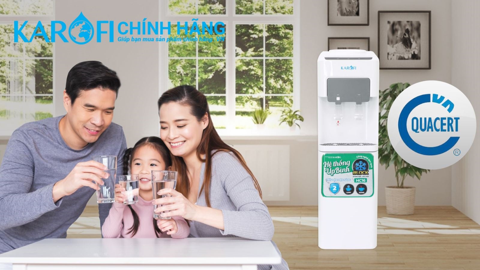 Cây nước nóng lạnh Karofi HC16 thiết kế sang trọng, công nghệ an toàn chuẩn quốc tế