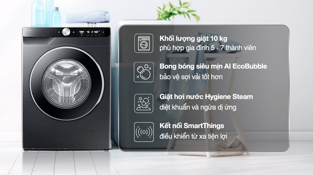 Hướng dẫn sử dụng Smart Care trên máy giặt Samsung 10kg WW10DB7U34GBSV
