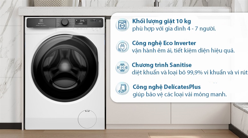 Tối ưu thời gian giặt giũ với máy giặt Electrolux lồng ngang 10kg EWF1023P5WC